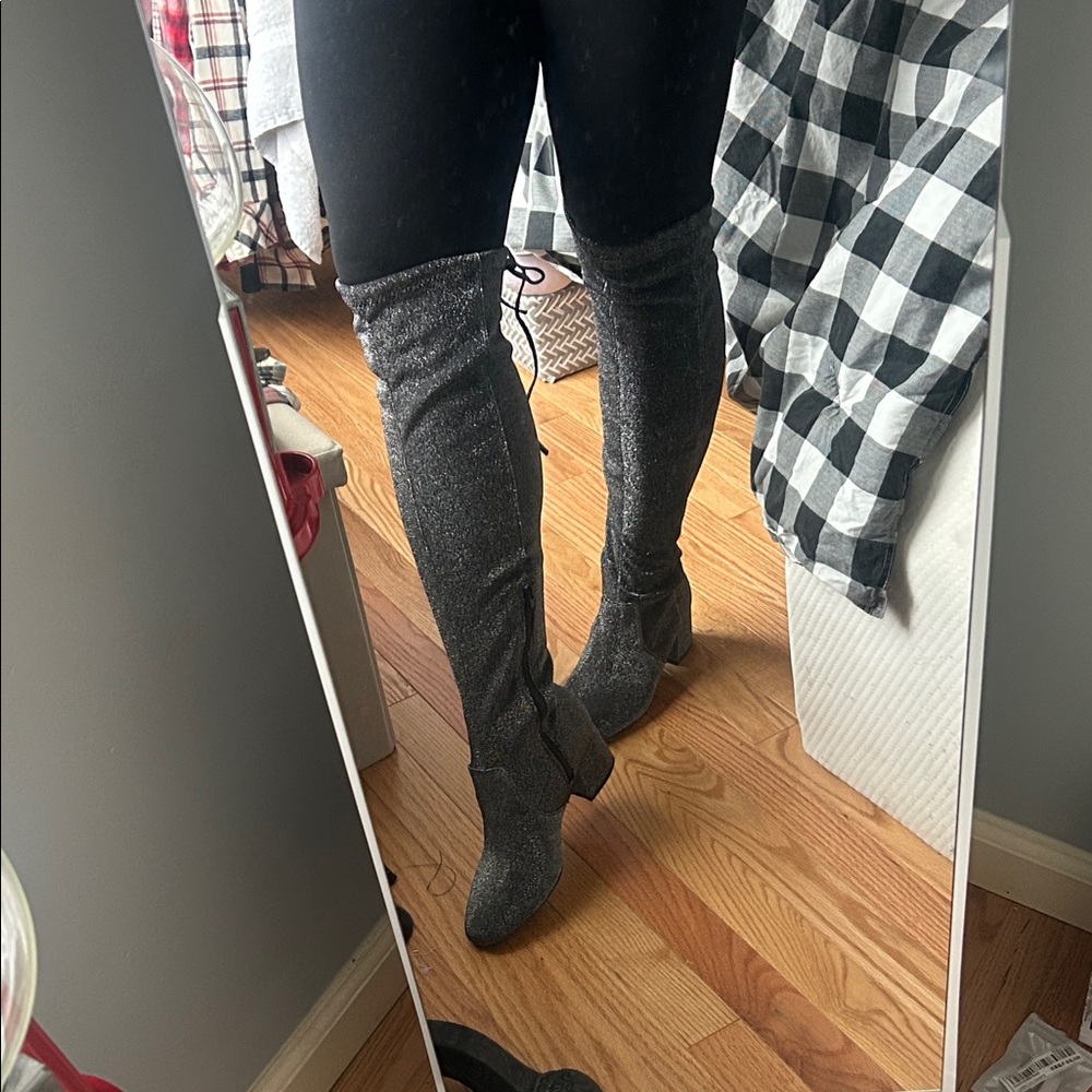 Sugar Women's Glittering Silver Over-the-Knee Boots